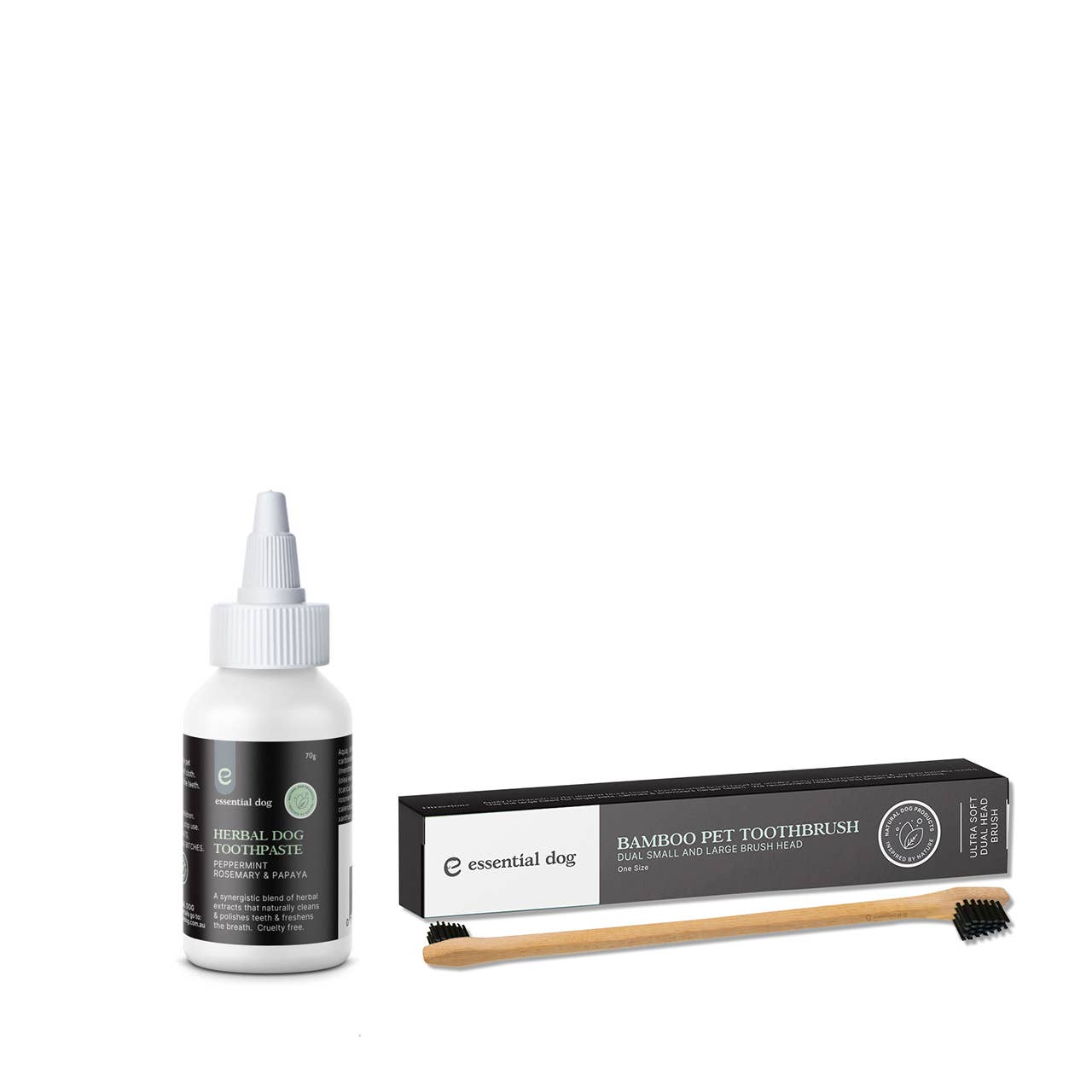 Dog Herbal Toothpaste (Peppermint) & Toothbrush - Peppermint, Papaya & Rosemary