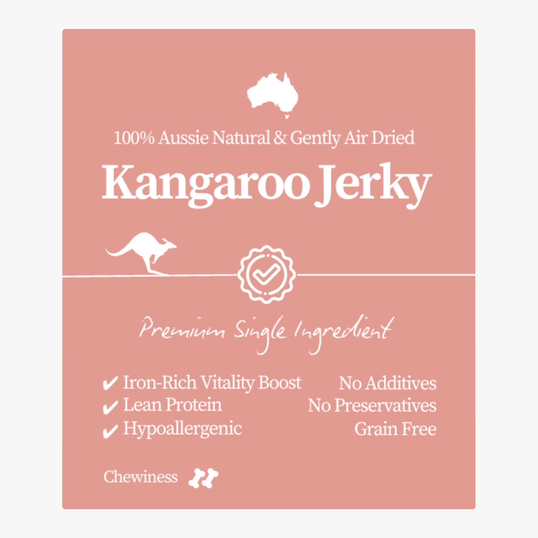 Premium Kangaroo Jerky 80g  <br> Chew Level 2 (Moderate)